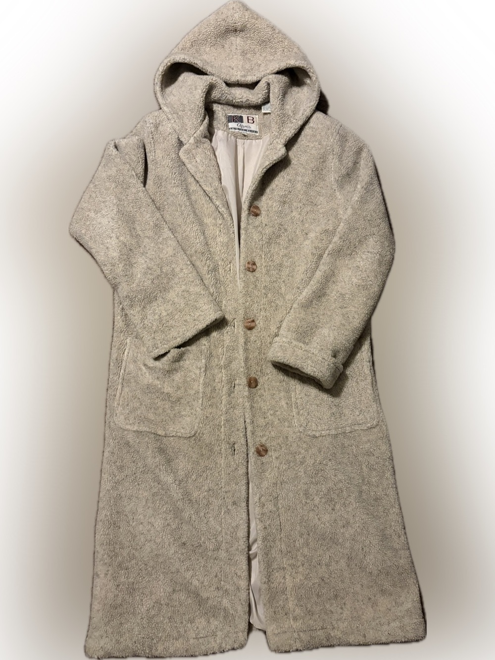 VINTAGE Hooded Long Coat in Oat